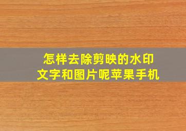 怎样去除剪映的水印文字和图片呢苹果手机