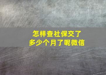 怎样查社保交了多少个月了呢微信