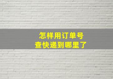 怎样用订单号查快递到哪里了