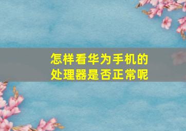 怎样看华为手机的处理器是否正常呢