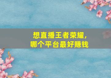 想直播王者荣耀,哪个平台最好赚钱