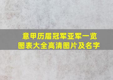 意甲历届冠军亚军一览图表大全高清图片及名字