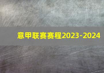 意甲联赛赛程2023-2024