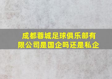 成都蓉城足球俱乐部有限公司是国企吗还是私企