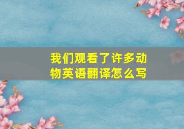 我们观看了许多动物英语翻译怎么写