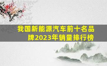 我国新能源汽车前十名品牌2023年销量排行榜