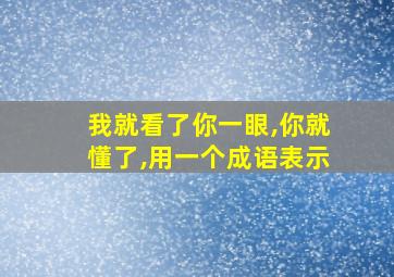 我就看了你一眼,你就懂了,用一个成语表示