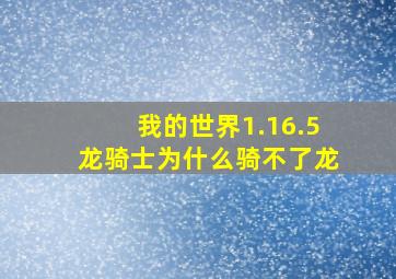 我的世界1.16.5龙骑士为什么骑不了龙