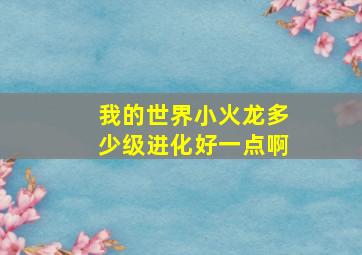 我的世界小火龙多少级进化好一点啊