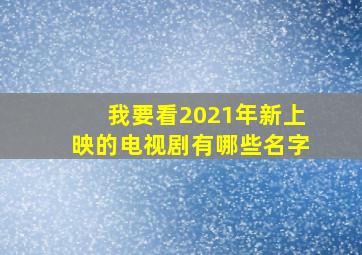 我要看2021年新上映的电视剧有哪些名字