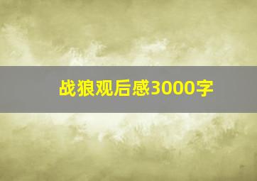 战狼观后感3000字