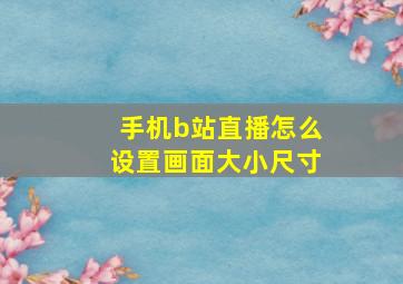 手机b站直播怎么设置画面大小尺寸