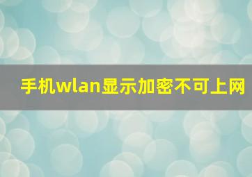 手机wlan显示加密不可上网