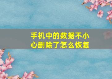 手机中的数据不小心删除了怎么恢复