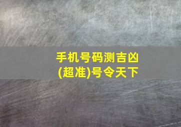 手机号码测吉凶(超准)号令天下