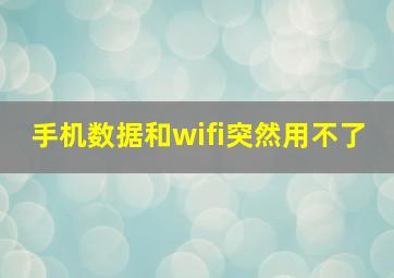 手机数据和wifi突然用不了