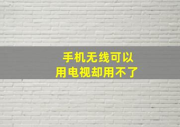 手机无线可以用电视却用不了