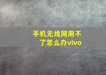 手机无线网用不了怎么办vivo