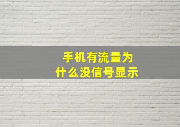 手机有流量为什么没信号显示