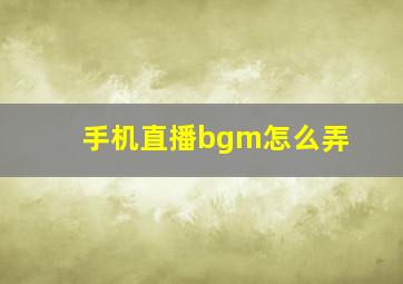 手机直播bgm怎么弄