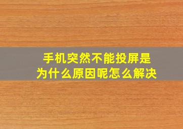 手机突然不能投屏是为什么原因呢怎么解决