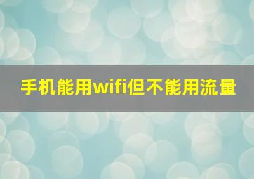 手机能用wifi但不能用流量