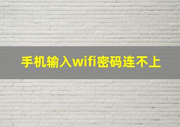 手机输入wifi密码连不上