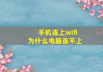 手机连上wifi为什么电脑连不上