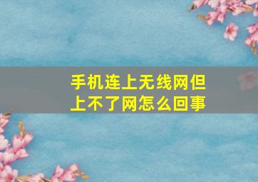 手机连上无线网但上不了网怎么回事