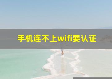 手机连不上wifi要认证