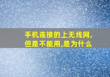 手机连接的上无线网,但是不能用,是为什么