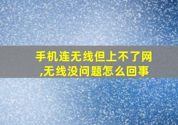 手机连无线但上不了网,无线没问题怎么回事