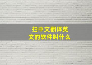 扫中文翻译英文的软件叫什么