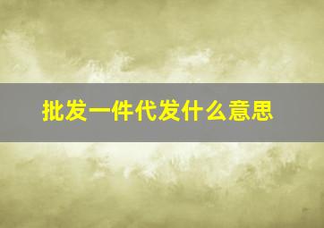 批发一件代发什么意思