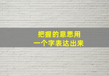 把握的意思用一个字表达出来