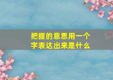 把握的意思用一个字表达出来是什么