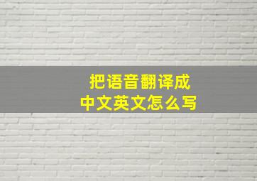 把语音翻译成中文英文怎么写