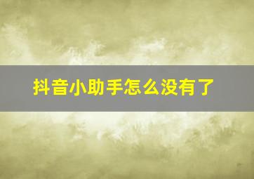 抖音小助手怎么没有了