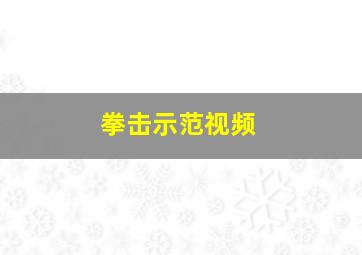 拳击示范视频