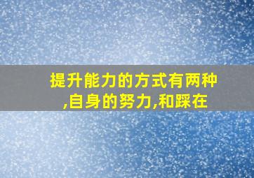 提升能力的方式有两种,自身的努力,和踩在