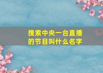 搜索中央一台直播的节目叫什么名字