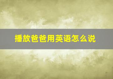 播放爸爸用英语怎么说