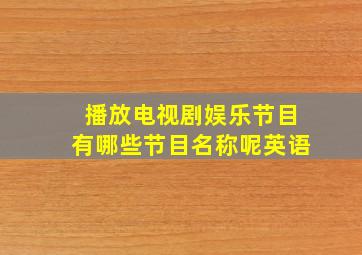 播放电视剧娱乐节目有哪些节目名称呢英语