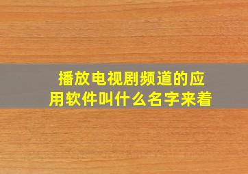 播放电视剧频道的应用软件叫什么名字来着