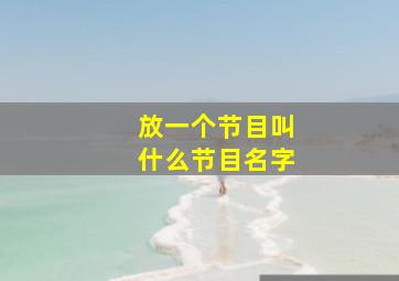 放一个节目叫什么节目名字