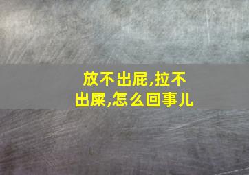 放不出屁,拉不出屎,怎么回事儿