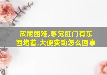 放屁困难,感觉肛门有东西堵着,大便费劲怎么回事