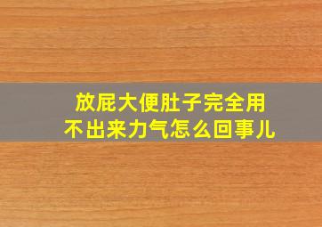 放屁大便肚子完全用不出来力气怎么回事儿