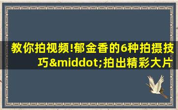 教你拍视频!郁金香的6种拍摄技巧·拍出精彩大片效果