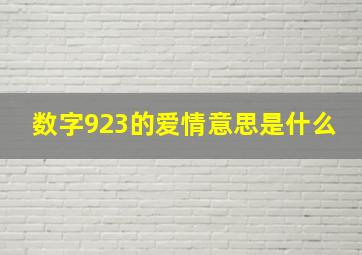 数字923的爱情意思是什么